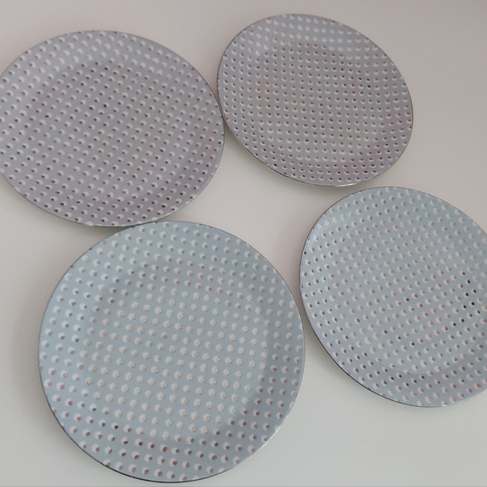 Indigo Polka Dot Porcelain Salad Plates Set of 4